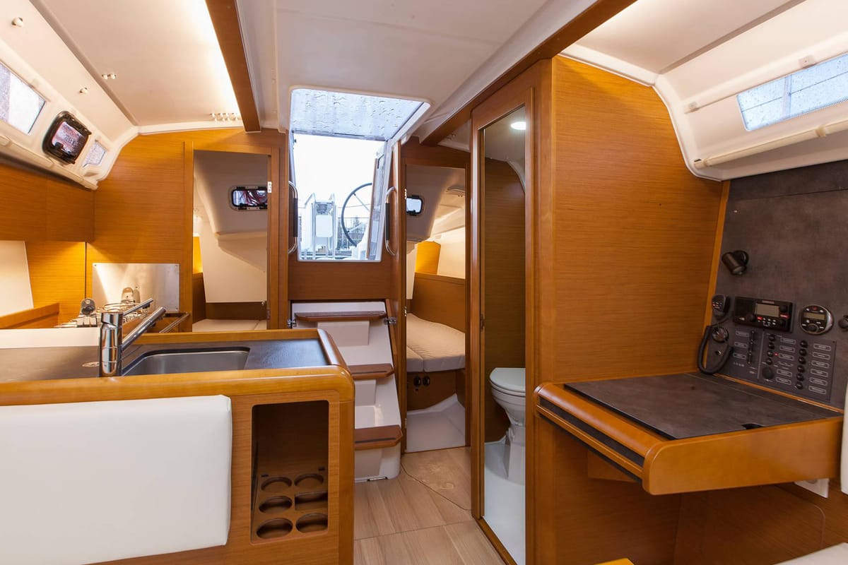 Galley of Novara, a Jeanneau Sun Odyssey 349 sailboat at Pirovac, Croatia