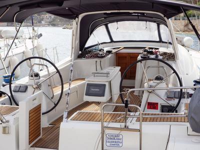 Cockpit of Mississippi, a Beneteau Oceanis 50 Family sailboat at Rogač, Croatia