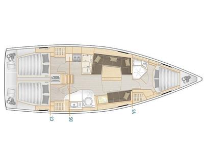 Floor plan of no_name, a Hanse Yachts Hanse 418 sailboat at Gothenburg, Sweden