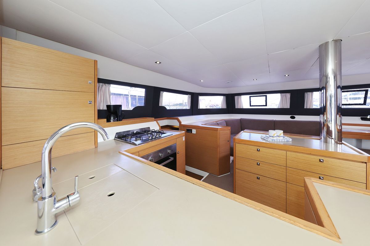Galley of Make Me Yours, a Dufour 48 Catamaran catamaran at Grad Trogir, Croatia