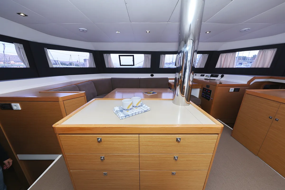 Cabin on Make Me Yours, a Dufour 48 Catamaran catamaran at Grad Trogir, Croatia