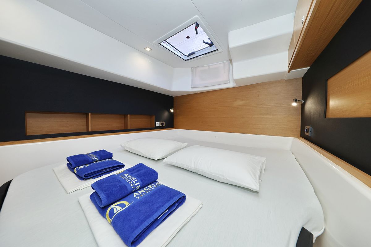 Cabin on Make Me Yours, a Dufour 48 Catamaran catamaran at Grad Trogir, Croatia