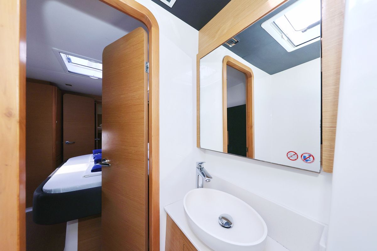 Head on Make Me Yours, a Dufour 48 Catamaran catamaran at Grad Trogir, Croatia