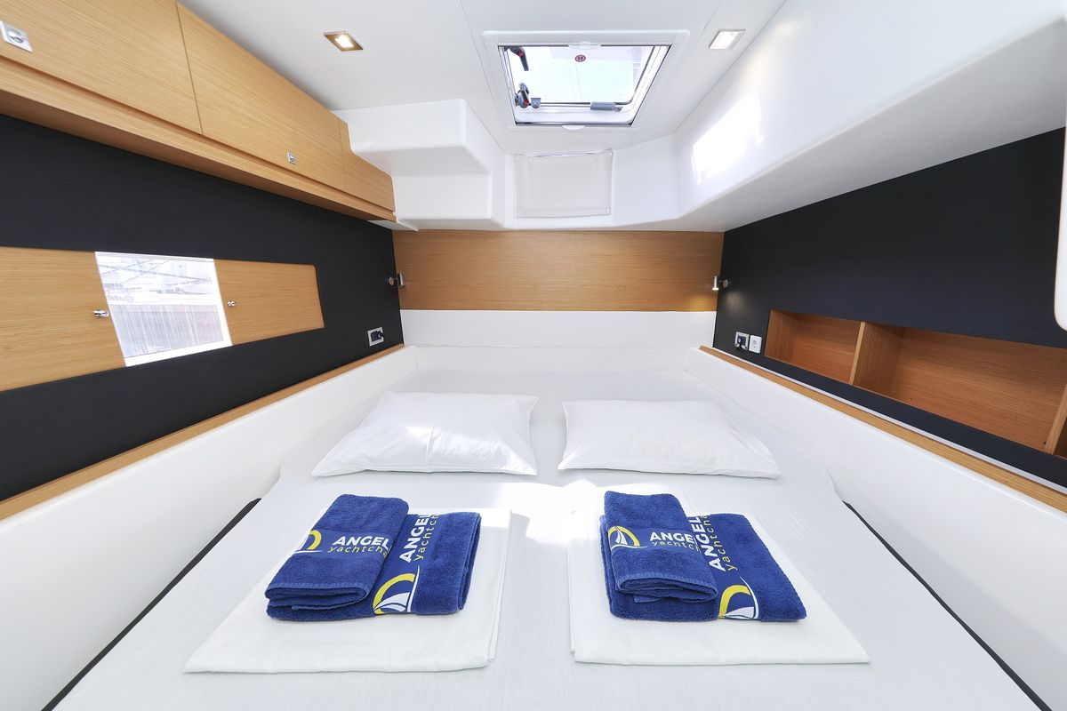 Cabin on Make Me Yours, a Dufour 48 Catamaran catamaran at Grad Trogir, Croatia
