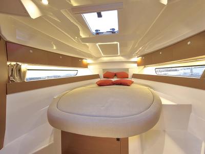 Cabin on Aquaduck, a Jeanneau Merry Fisher 895 motorboat at Grad Biograd na Moru, Croatia