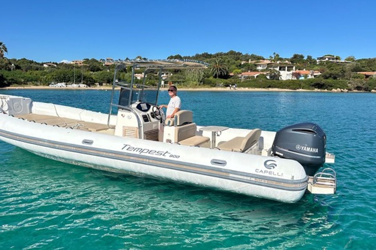 Exterior view of Cap Sun 2023, a Gulet Motorboat motorboat at Poltu Quatu, Italy