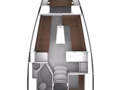 Floor plan of Cleo, a Bavaria Cruiser 34 sailboat at Grad Pula, Croatia