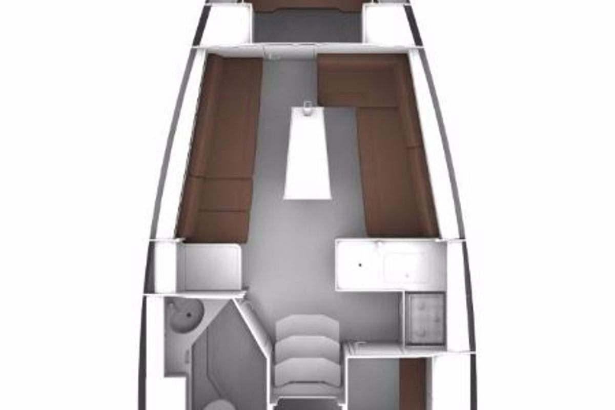 Floor plan of Cleo, a Bavaria Cruiser 34 sailboat at Grad Pula, Croatia