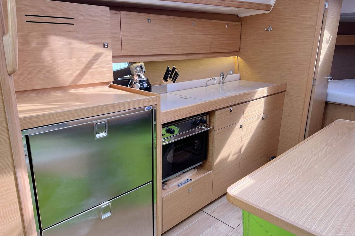 Galley of Nice To Have, a Dufour 382 GL sailboat at Heiligenhafen, Germany