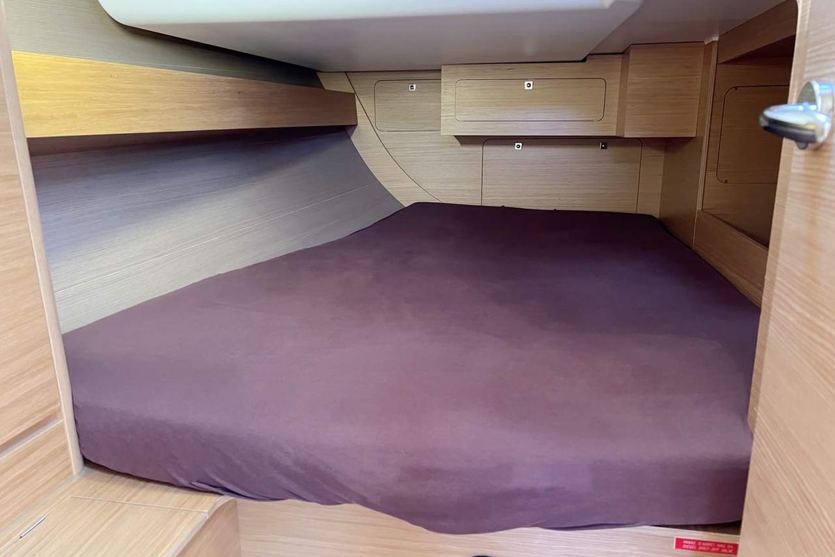 Cabin on Nice To Have, a Dufour 382 GL sailboat at Heiligenhafen, Germany