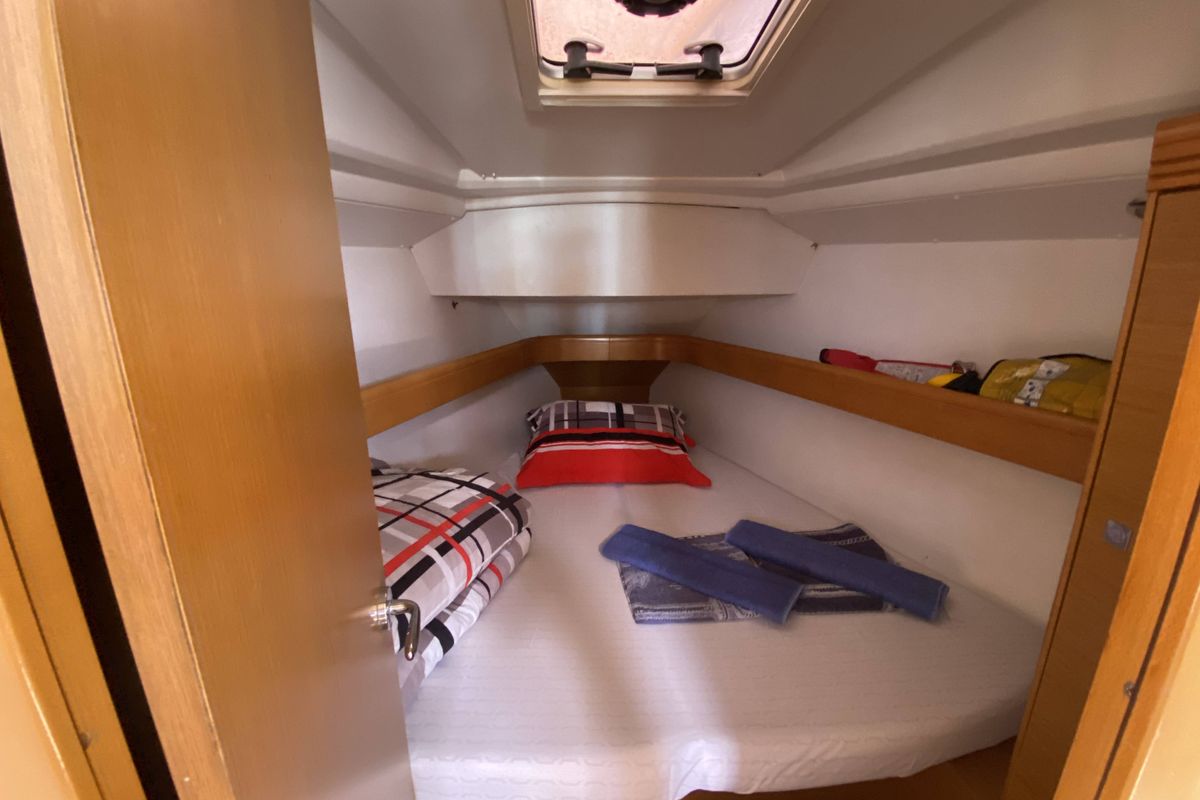 Cabin on Blue Sky, a Jeanneau Sun Odyssey 36i sailboat at Fethiye, Turkey