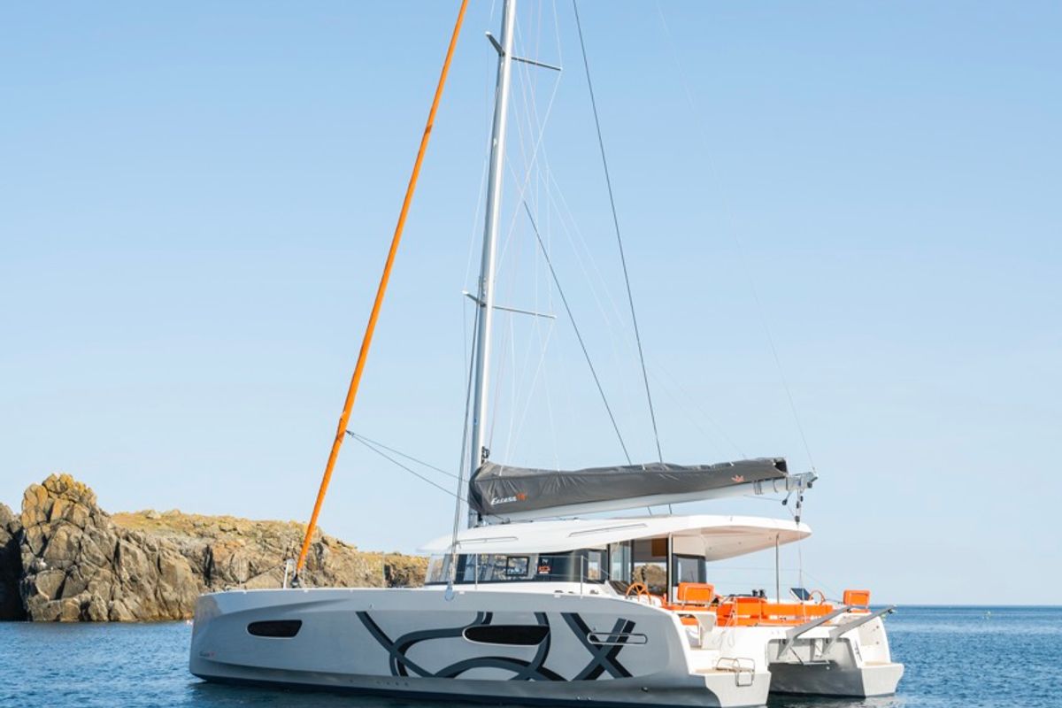 Exterior view of Elyvian Dream, a Excess 14 catamaran at Santa Maria di Leuca, Italy