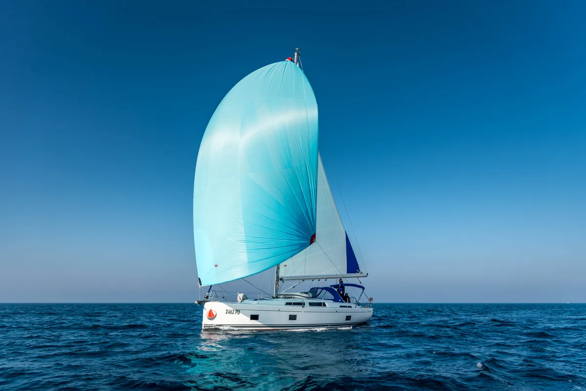 Exterior view of Elba, a Hanse Yachts Hanse 418 sailboat at Općina Medulin, Croatia