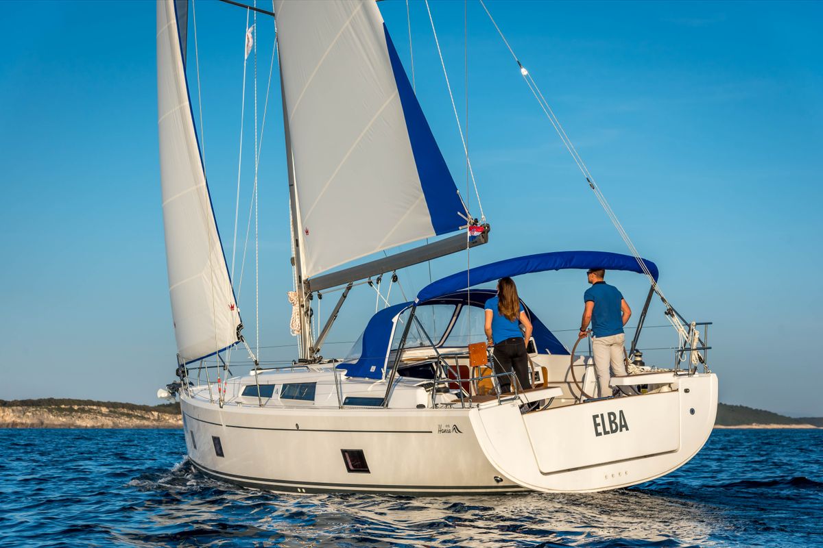 Exterior view of Elba, a Hanse Yachts Hanse 418 sailboat at Općina Medulin, Croatia