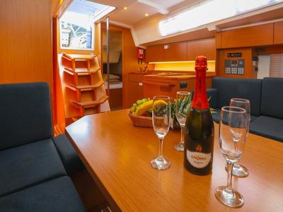 Salon of Pomena, a Bavaria C38 sailboat at Grad Kaštela, Croatia