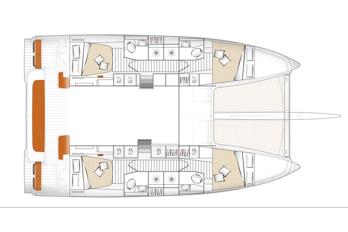 Floor plan of Lydia III, a Excess 14 catamaran at Grad Pula, Croatia
