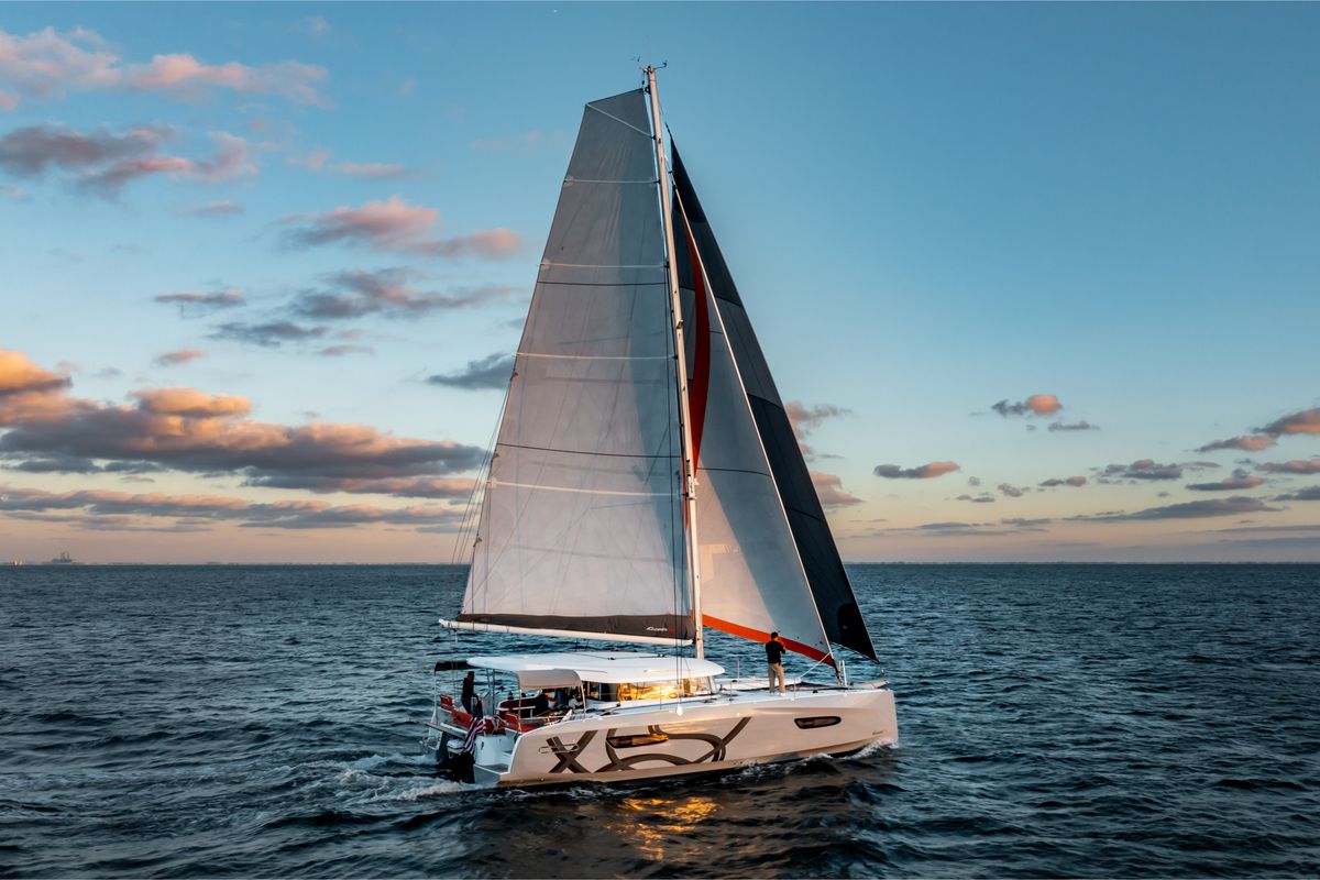 Exterior view of Lydia III, a Excess 14 catamaran at Grad Pula, Croatia