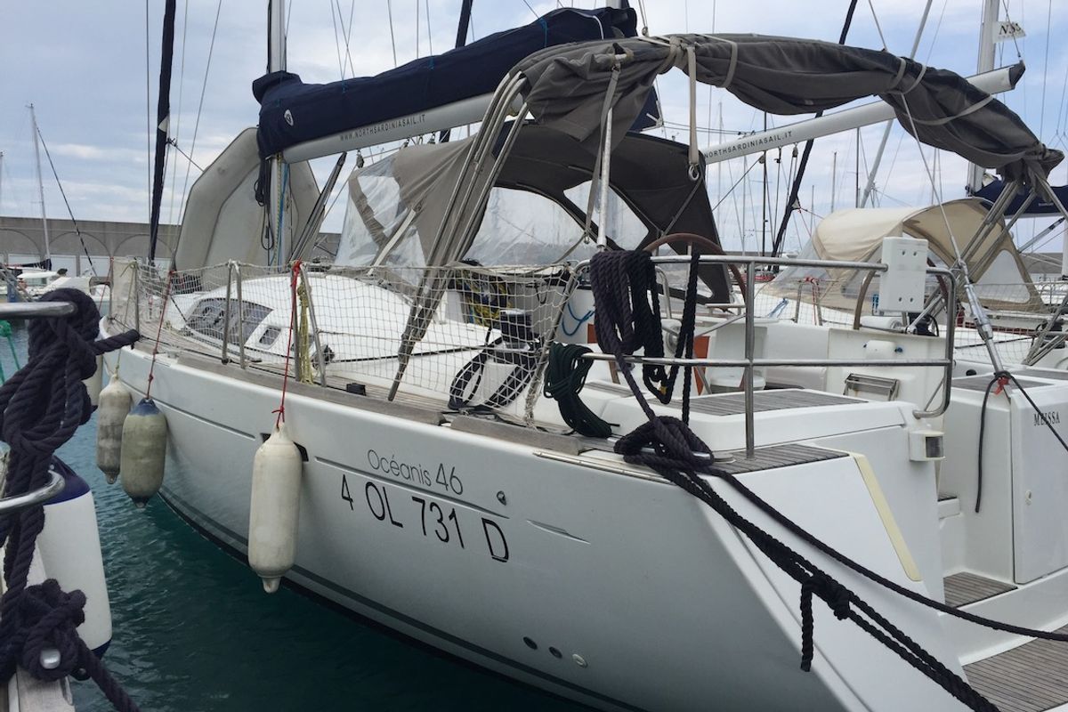 Exterior view of Meissa, a Beneteau Oceanis 46 sailboat at Rosignano Solvay, Italy