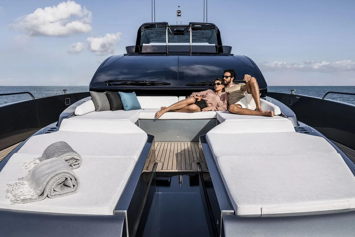 ZY Nautica Diva, a Riva Riva 82 Diva yacht at Dubai Harbour, United Arab Emirates