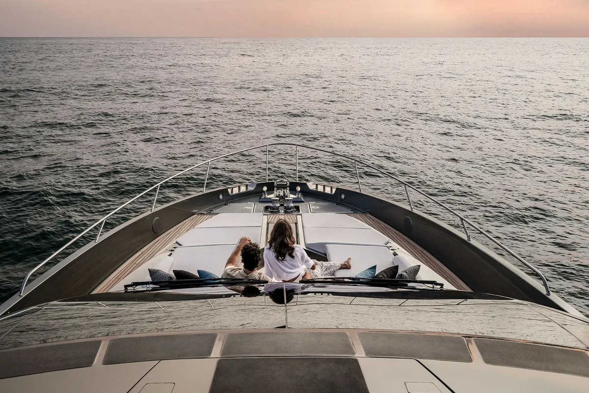 ZY Nautica Diva, a Riva Riva 82 Diva yacht at Dubai Harbour, United Arab Emirates