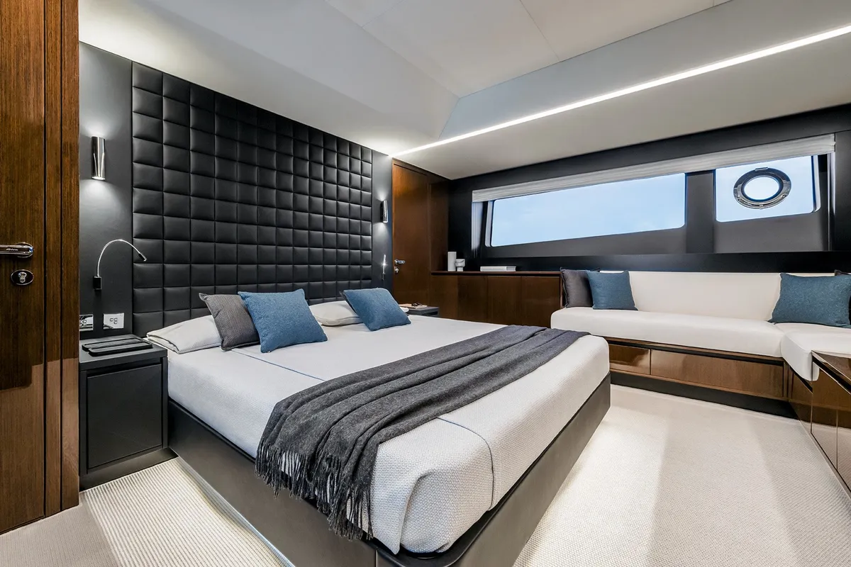 ZY Nautica Diva, a Riva Riva 82 Diva yacht at Dubai Harbour, United Arab Emirates