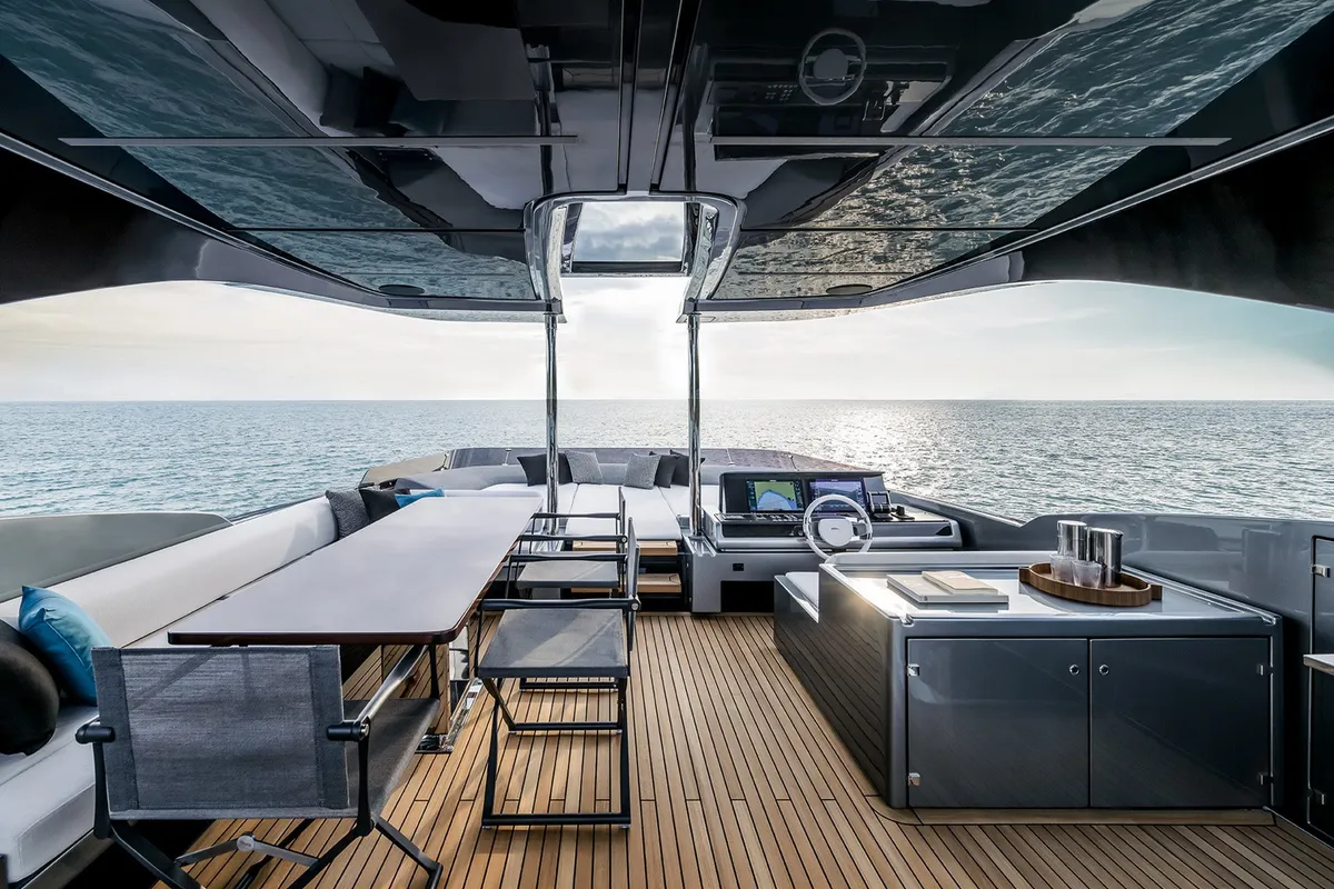ZY Nautica Diva, a Riva Riva 82 Diva yacht at Dubai Harbour, United Arab Emirates