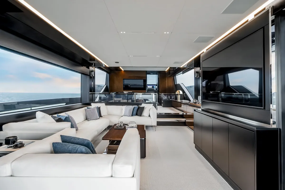 ZY Nautica Diva, a Riva Riva 82 Diva yacht at Dubai Harbour, United Arab Emirates