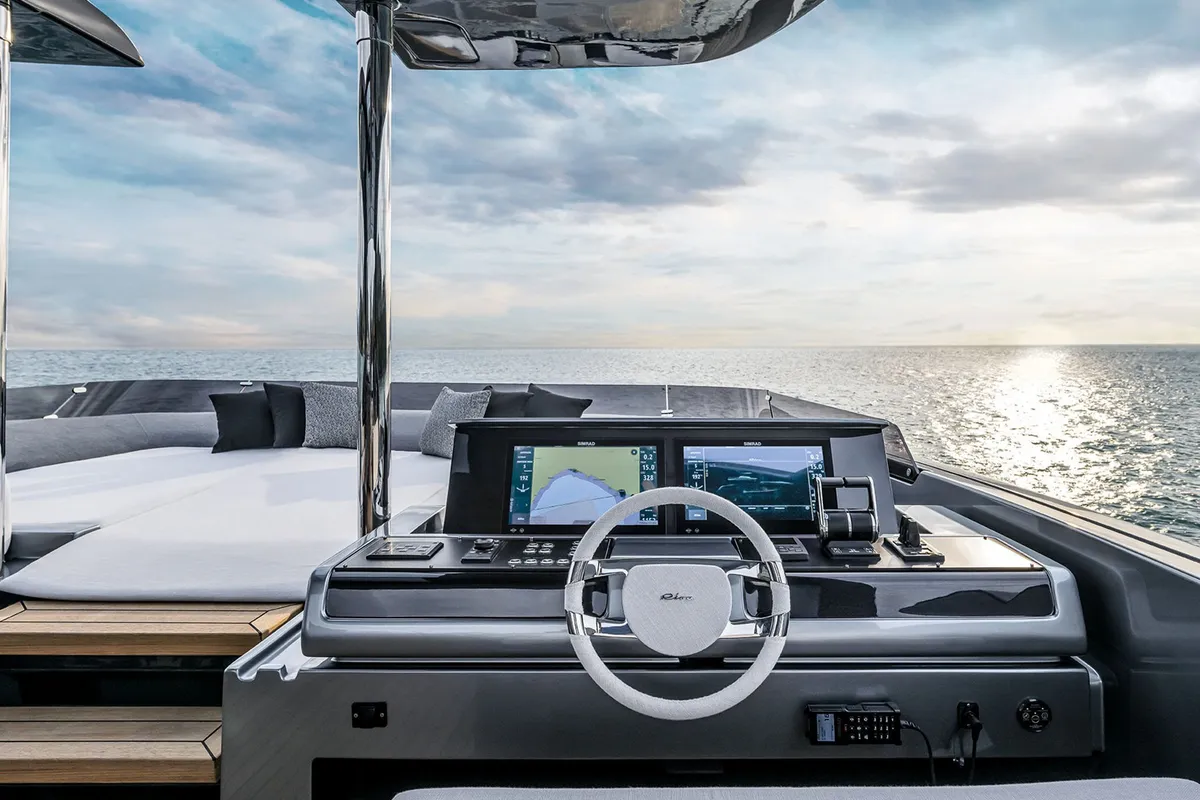 ZY Nautica Diva, a Riva Riva 82 Diva yacht at Dubai Harbour, United Arab Emirates