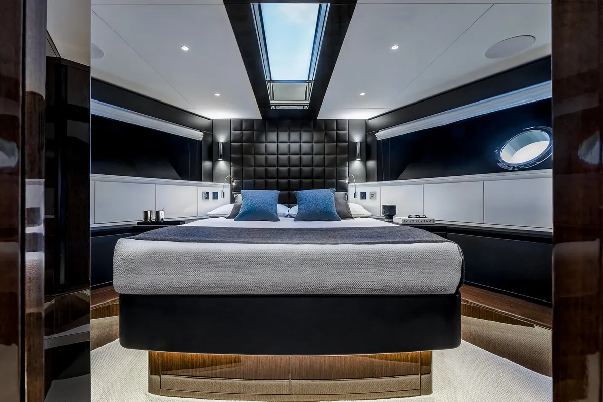 ZY Nautica Diva, a Riva Riva 82 Diva yacht at Dubai Harbour, United Arab Emirates