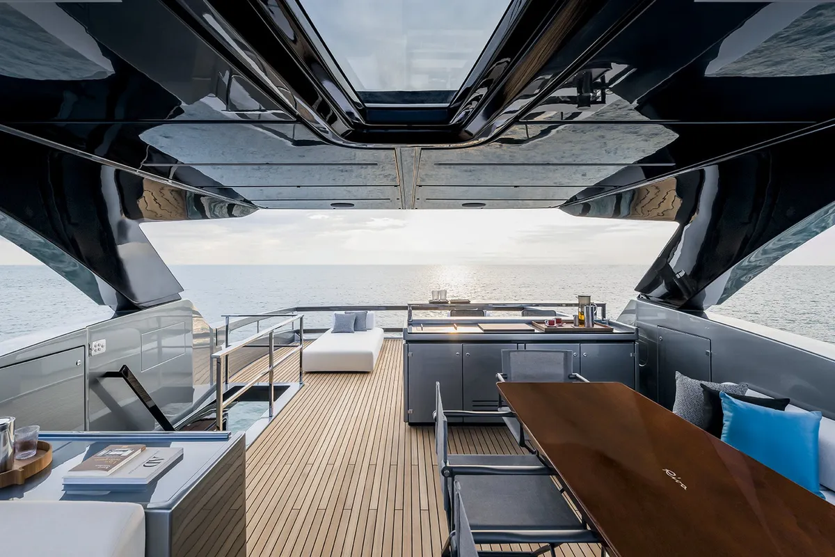 ZY Nautica Diva, a Riva Riva 82 Diva yacht at Dubai Harbour, United Arab Emirates