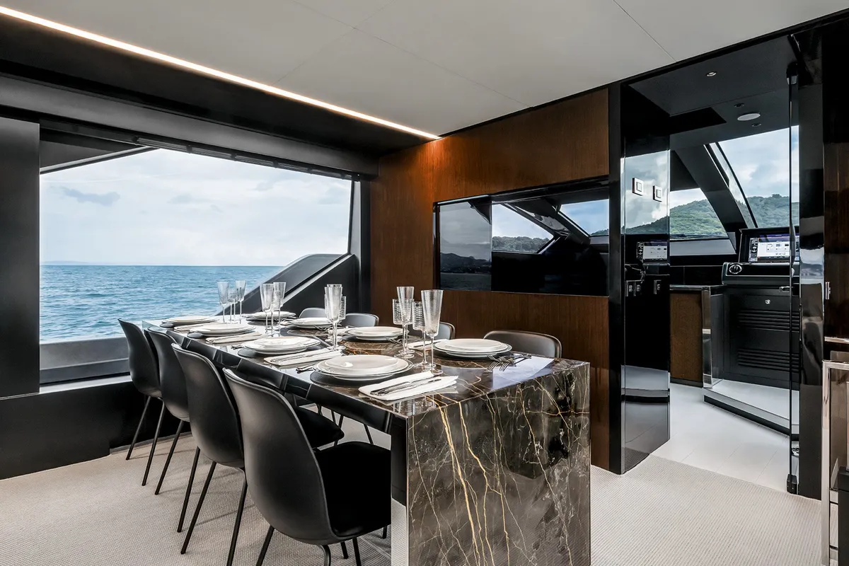 ZY Nautica Diva, a Riva Riva 82 Diva yacht at Dubai Harbour, United Arab Emirates