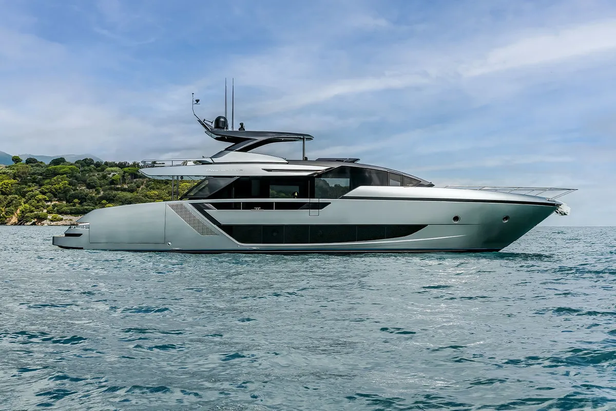 ZY Nautica Diva, a Riva Riva 82 Diva yacht at Dubai Harbour, United Arab Emirates