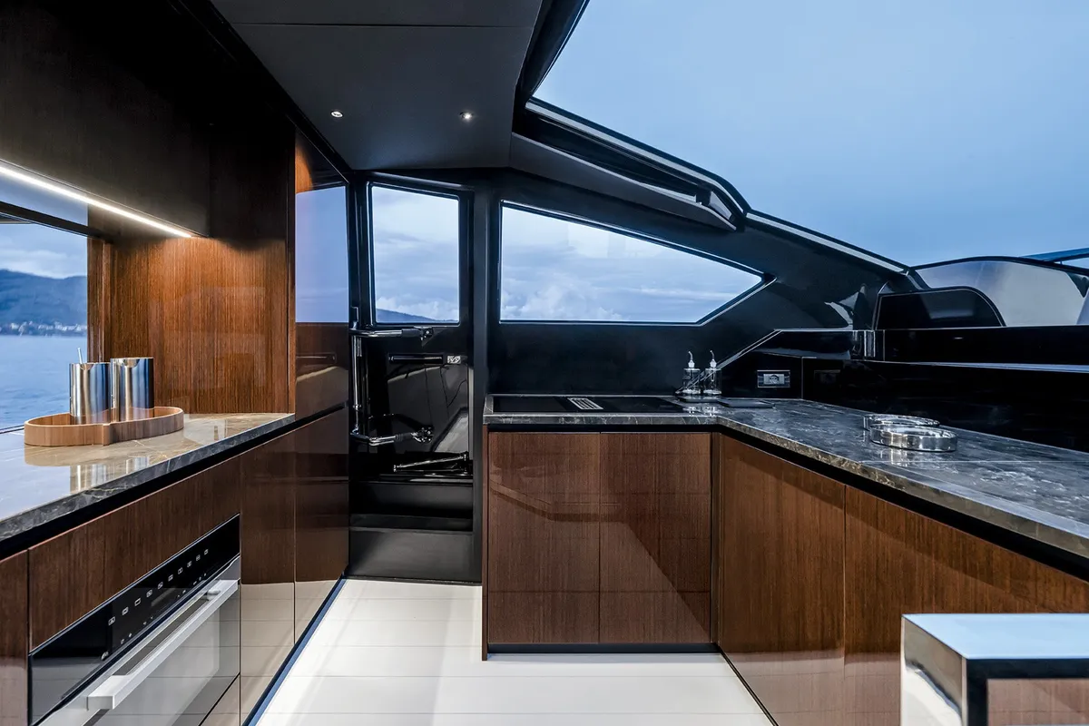 ZY Nautica Diva, a Riva Riva 82 Diva yacht at Dubai Harbour, United Arab Emirates