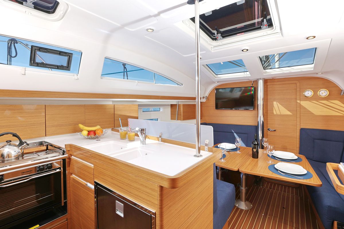 Galley of Black Panther, a Elan Impression 40 sailboat at Grad Šibenik, Croatia