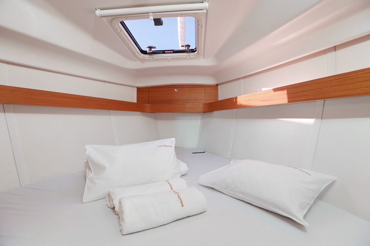 Cabin on Black Panther, a Elan Impression 40 sailboat at Grad Šibenik, Croatia