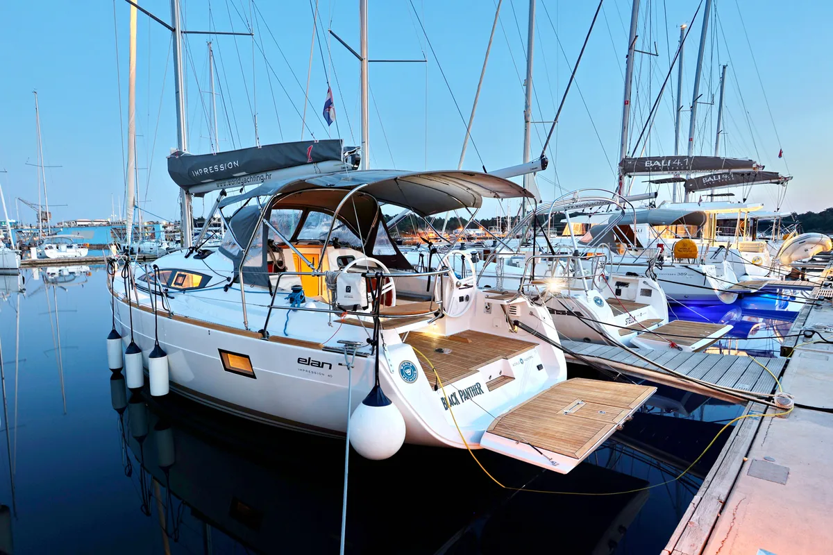Exterior view of Black Panther, a Elan Impression 40 sailboat at Grad Šibenik, Croatia