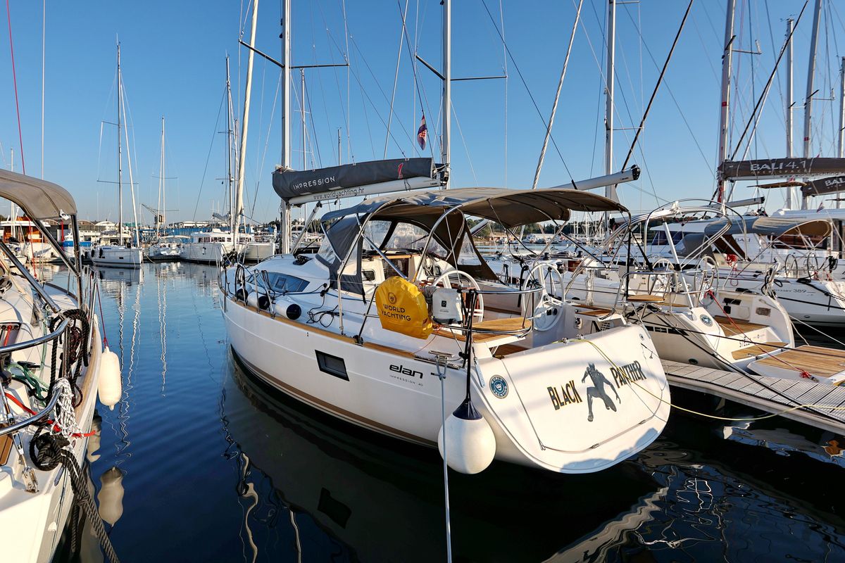 Exterior view of Black Panther, a Elan Impression 40 sailboat at Grad Šibenik, Croatia