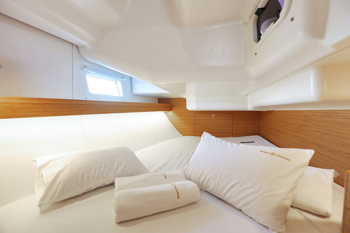 Cabin on Black Panther, a Elan Impression 40 sailboat at Grad Šibenik, Croatia
