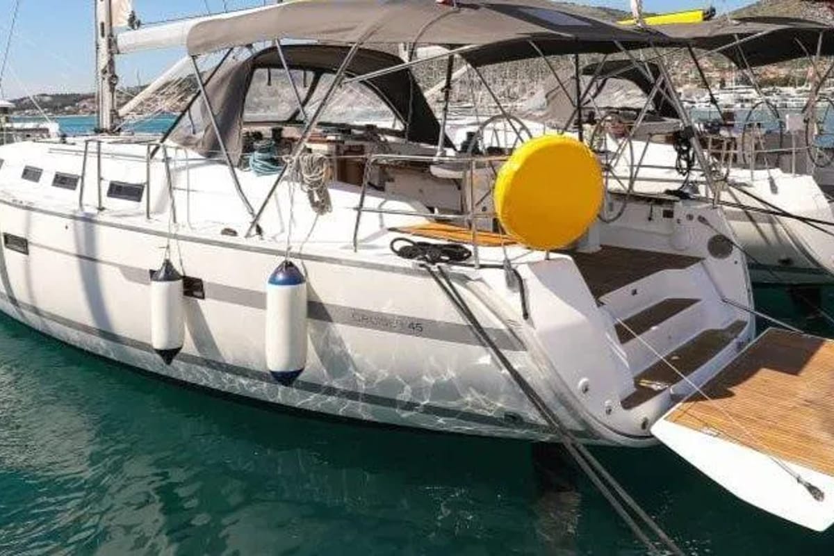 Exterior view of Star Doris, a Bavaria Cruiser 45 sailboat at Punat, Croatia