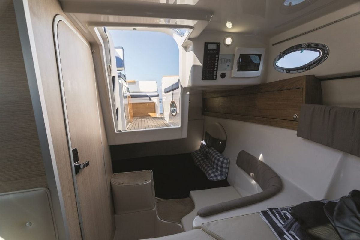 Cabin on Eolo, a Eolo 770 Cruiser motorboat at Punat, Croatia