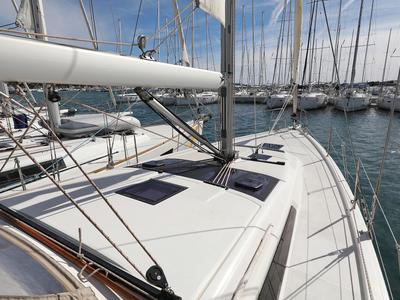 Deck of Friendship, a Dufour 430 GL sailboat at Grad Vodice, Croatia