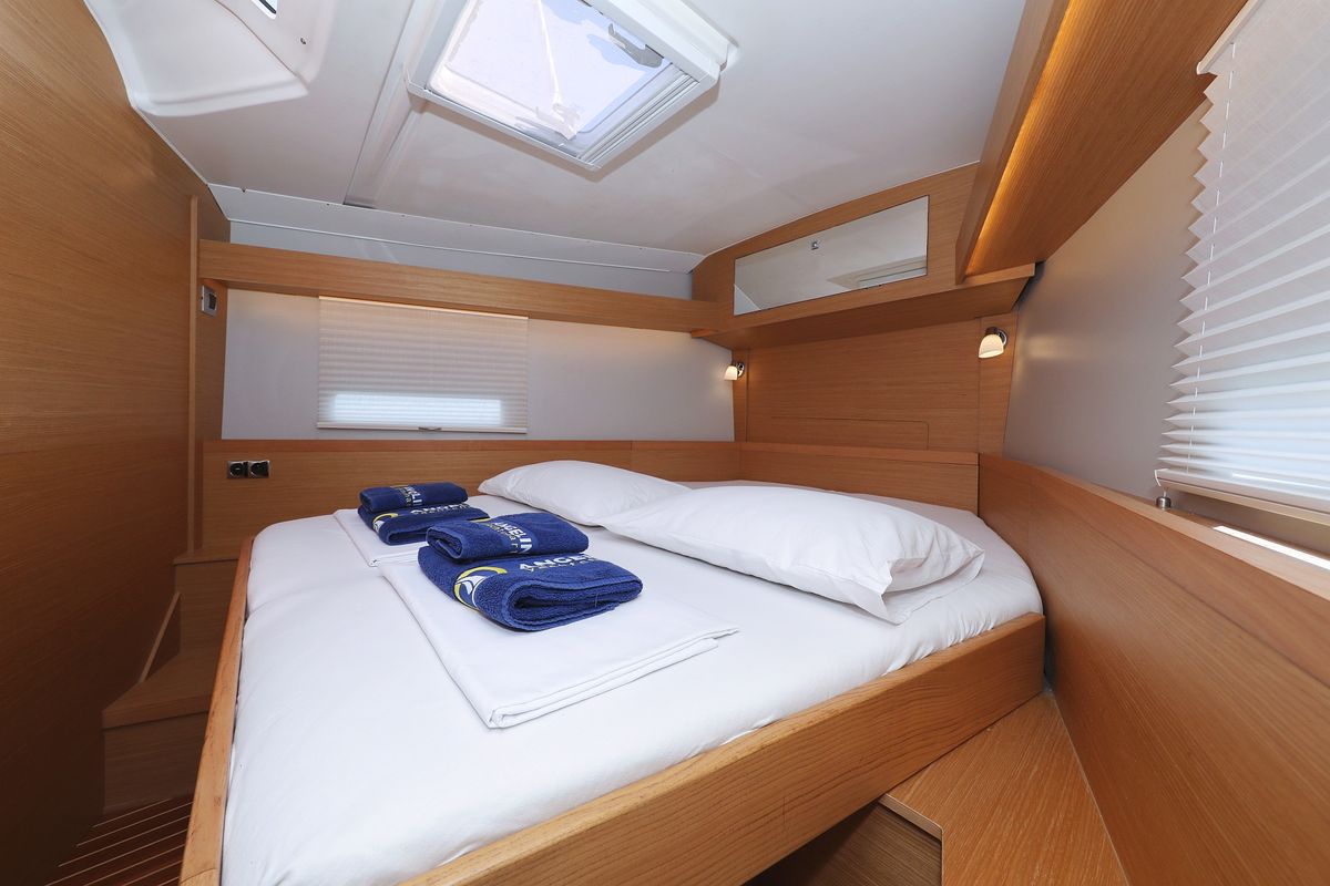 Cabin on Friendship, a Dufour 430 GL sailboat at Grad Vodice, Croatia