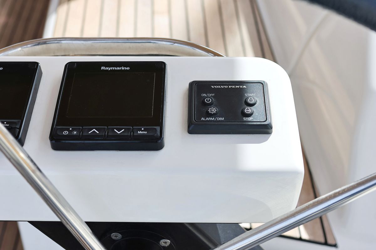 Cockpit of Friendship, a Dufour 430 GL sailboat at Grad Vodice, Croatia