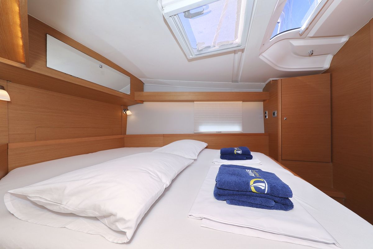 Cabin on Friendship, a Dufour 430 GL sailboat at Grad Vodice, Croatia