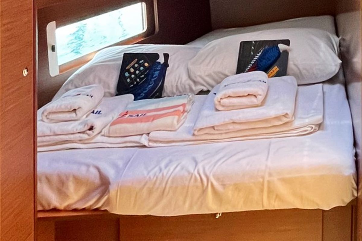 Cabin on Just Dream, a Beneteau Oceanis 46.1 sailboat at Bodrum, Turkey