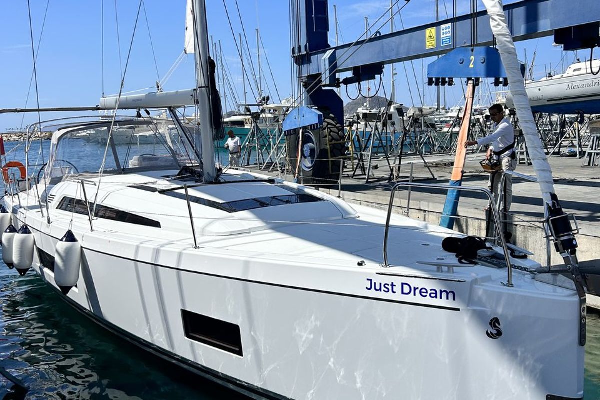 Exterior view of Just Dream, a Beneteau Oceanis 46.1 sailboat at Bodrum, Turkey