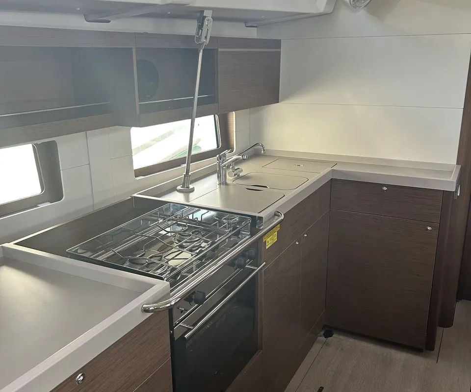 Galley of Just Dream, a Beneteau Oceanis 46.1 sailboat at Bodrum, Turkey