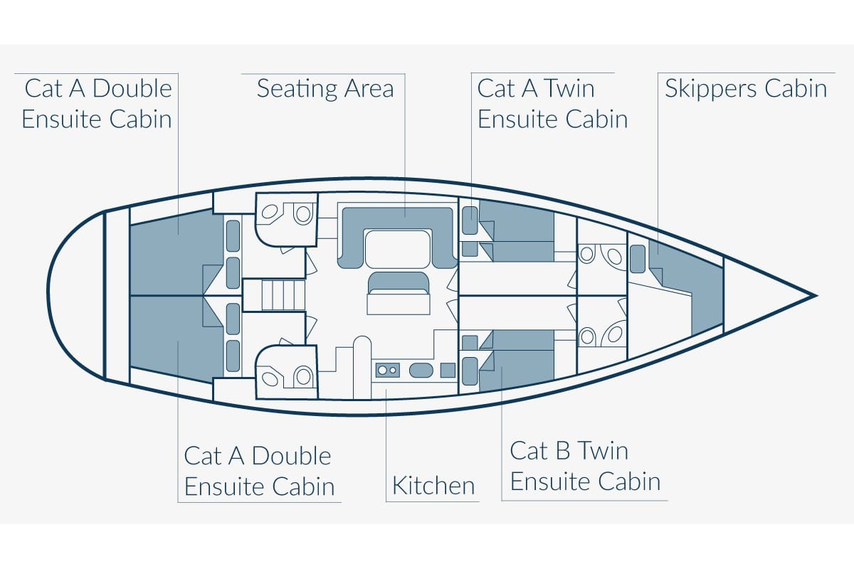 Floor plan of Christianna VII, a Ocean Star 51.1 sailboat at Mykonos, Greece