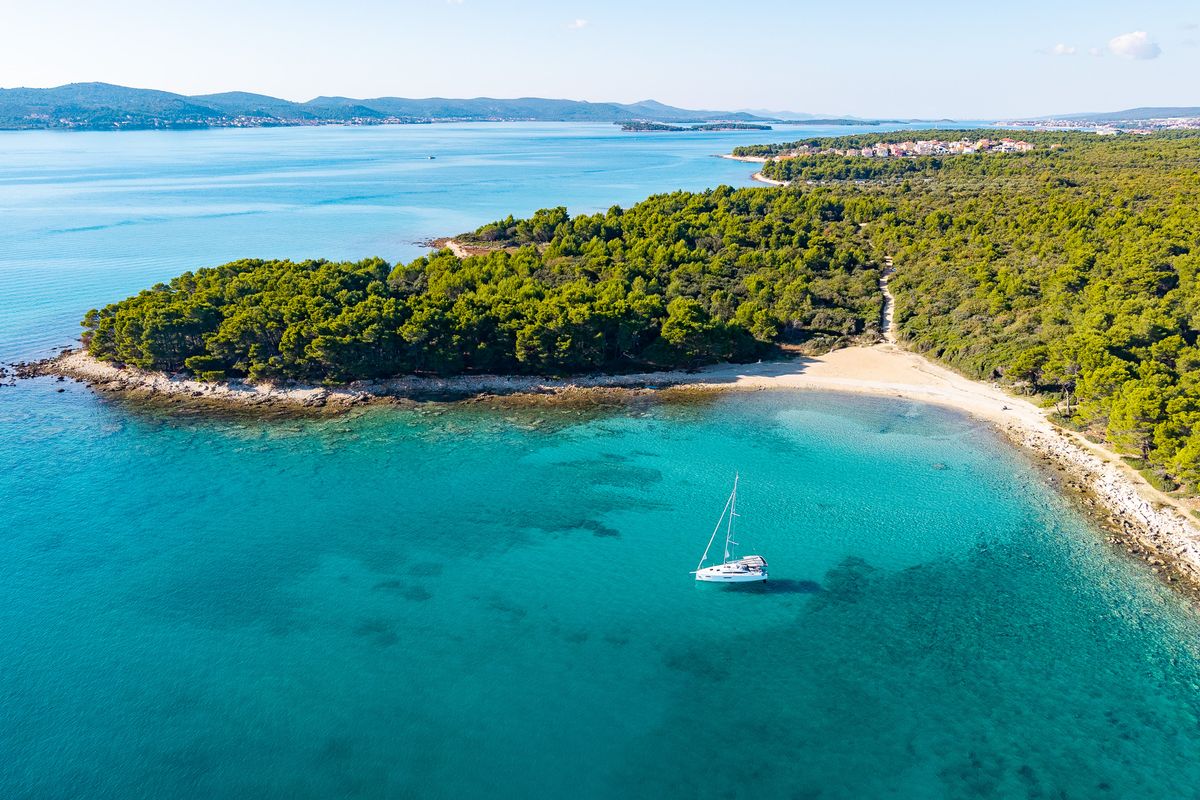 Exterior view of Nala, a Jeanneau Sun Odyssey 380 sailboat at Grad Biograd na Moru, Croatia