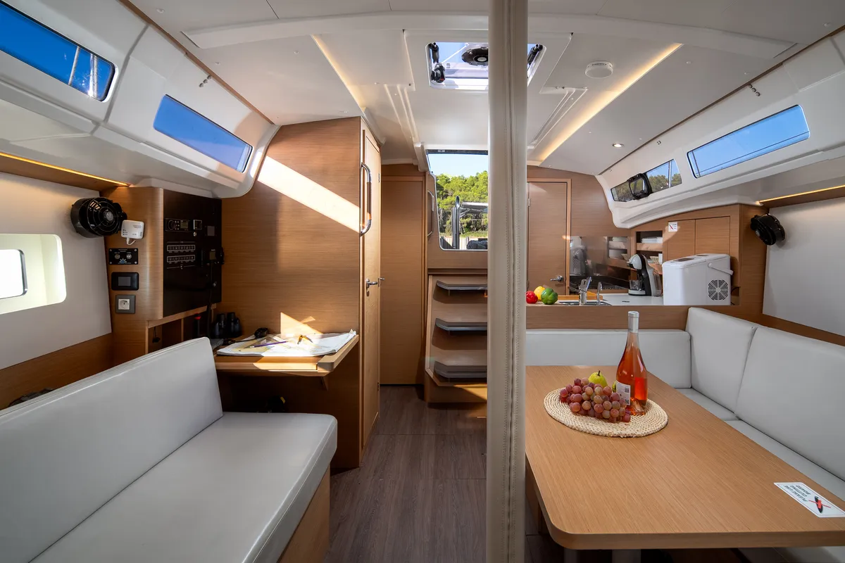 Salon of Nala, a Jeanneau Sun Odyssey 380 sailboat at Grad Biograd na Moru, Croatia